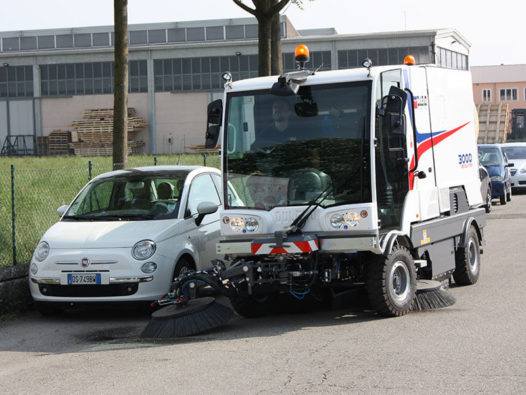 Dulevo 3000 Revolution Street Sweeper Around Cars