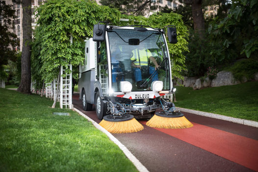 Dulevo D.Zero2 Electric Street Sweeper on narrow walking path