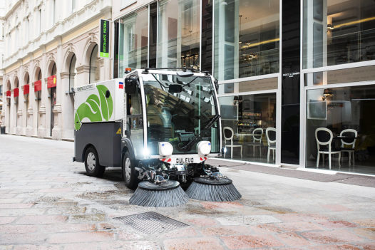 Dulevo D.Zero2 Electric Street Sweeper with lights on