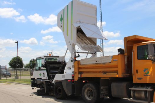 Global M3 Street Sweeper Raised Hopper Dump