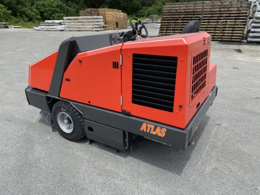 PowerBoss Atlas Sweeper in a parking lot