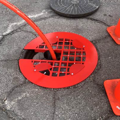 Manhole grill guard for jetting only